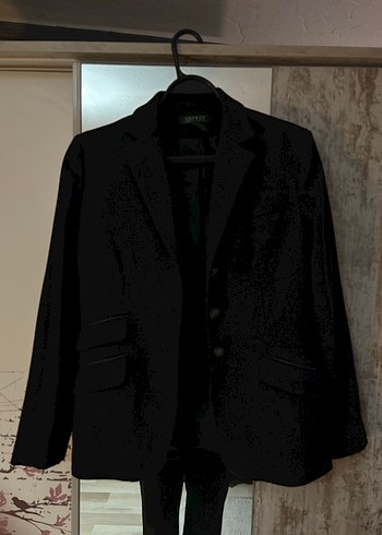 Ralph lauren Düğmeli Siyah Deri Kadın Blazer Ceket - Görsel 2