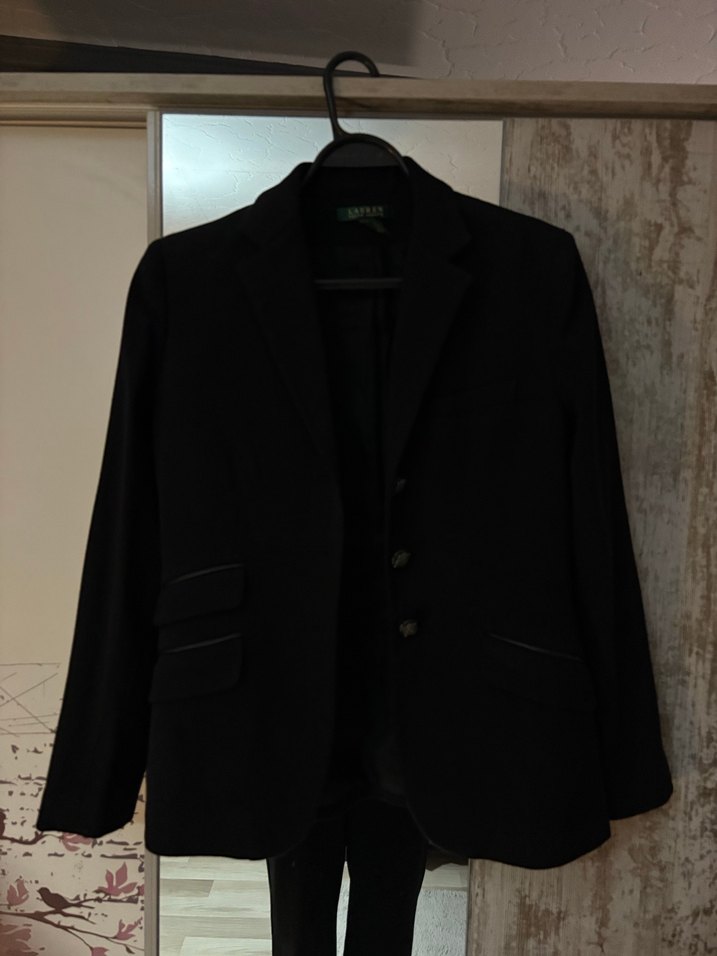 Ralph lauren Düğmeli Siyah Deri Kadın Blazer Ceket - Görsel 2