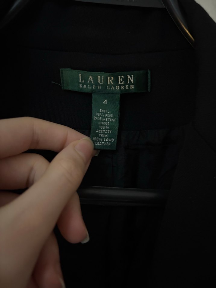 Ralph lauren Düğmeli Siyah Deri Kadın Blazer Ceket - Görsel 3