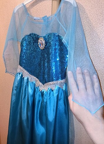 6 Yaş Beden mavi Renk Elsa Elbisesi
