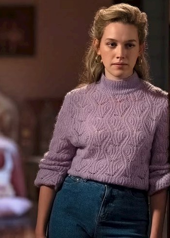 Lila Örgü Kadın Kazak Yüksek Yaka - Görsel 2