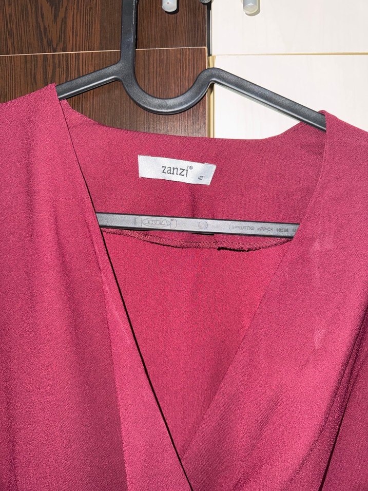 Bordo Midi Boy Salaş Kadın Elbise - Görsel 2