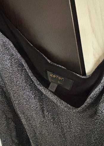 Gri parlak  Midi Drapeli Elbise - Görsel 2