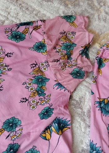 diğer Beden Renkli Baskılı Pembe kısa Kollu Kadın Pijama Takımı