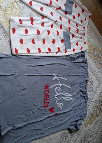 Gri Baskılı kısa Kollu Kadın Pijama Takımı
