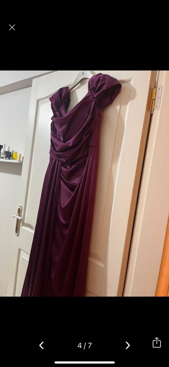 Bordo Drapeli Uzun Abiye Elbise - Görsel 3