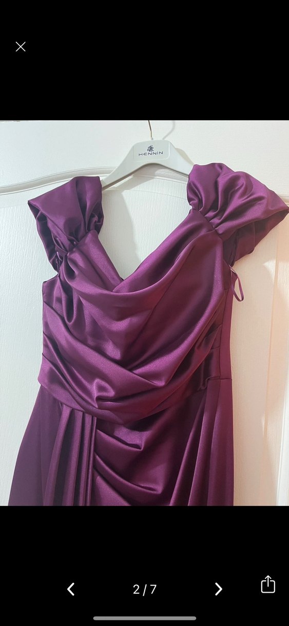 Bordo Drapeli Uzun Abiye Elbise - Görsel 2