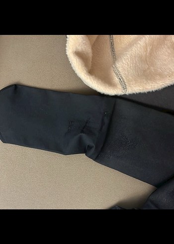 Siyah Kadın Polar Tayt Velcro Detaylı - Görsel 3