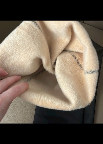 Siyah Kadın Polar Tayt Velcro Detaylı - Görsel 2