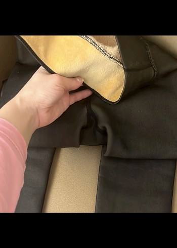 Siyah Kadın Polar Tayt Velcro Detaylı - Görsel 5