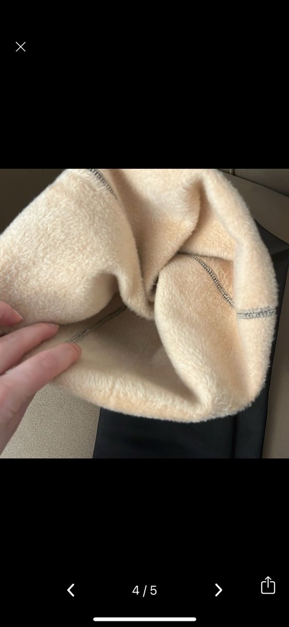 Siyah Kadın Polar Tayt Velcro Detaylı - Görsel 2