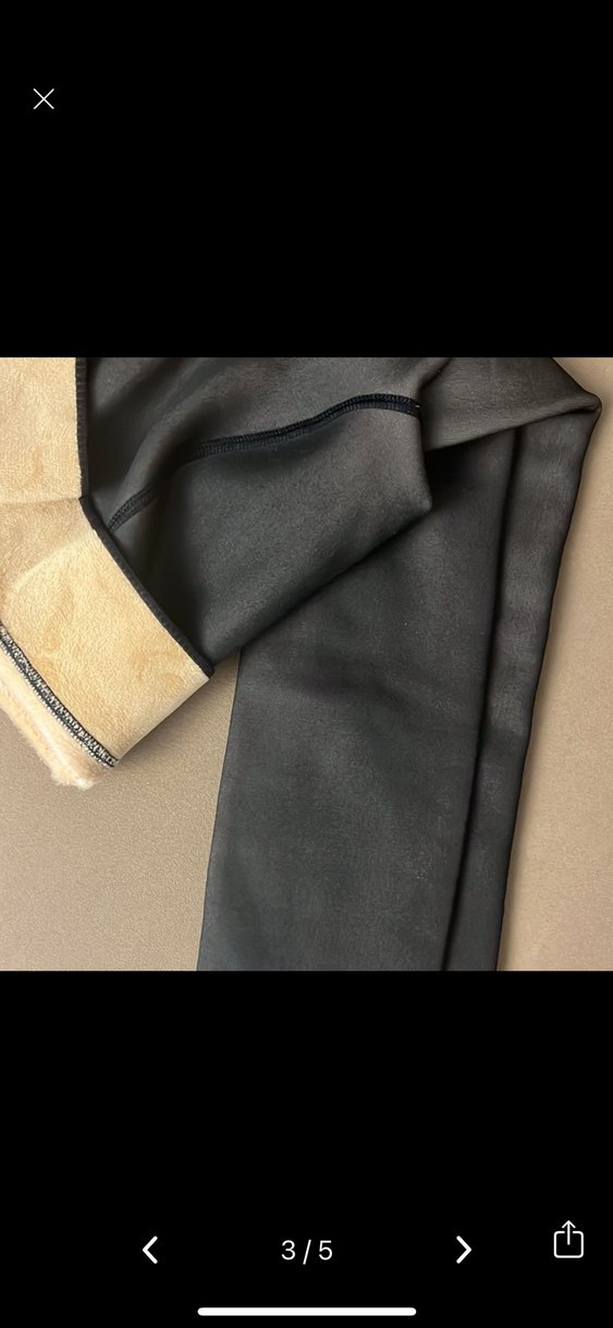 Siyah Kadın Polar Tayt Velcro Detaylı - Görsel 4