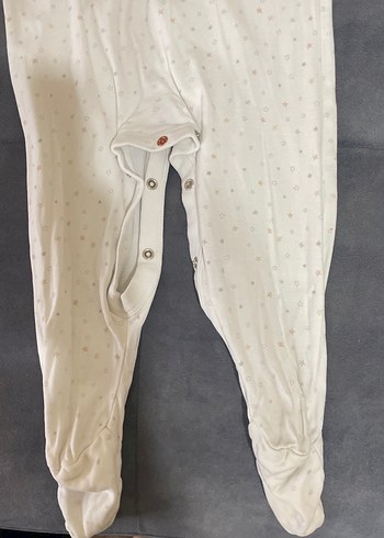 Beyaz Pamuklu Bebek Tulum, Düğmeli, Uzun Kollu - Görsel 6