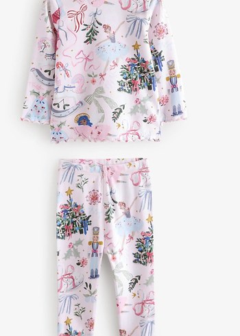 Next Kız Çocuk Pembe Baskılı Pamuklu Pijama Takımı