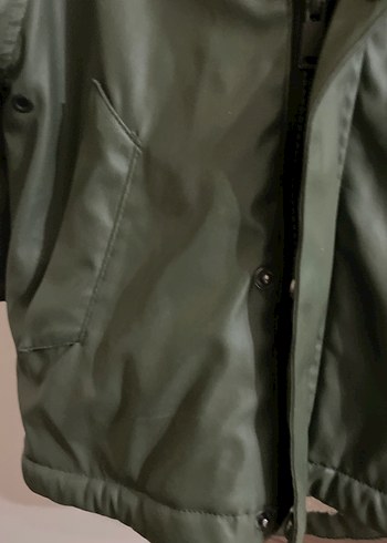 Erkek Çocuk Haki Deri Düğmeli Mont - Görsel 4