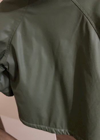 Erkek Çocuk Haki Deri Düğmeli Mont - Görsel 6