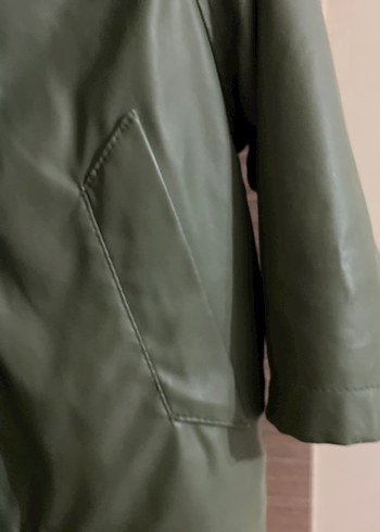 Erkek Çocuk Haki Deri Düğmeli Mont - Görsel 3