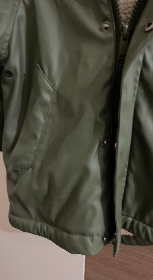 Erkek Çocuk Haki Deri Düğmeli Mont - Görsel 4