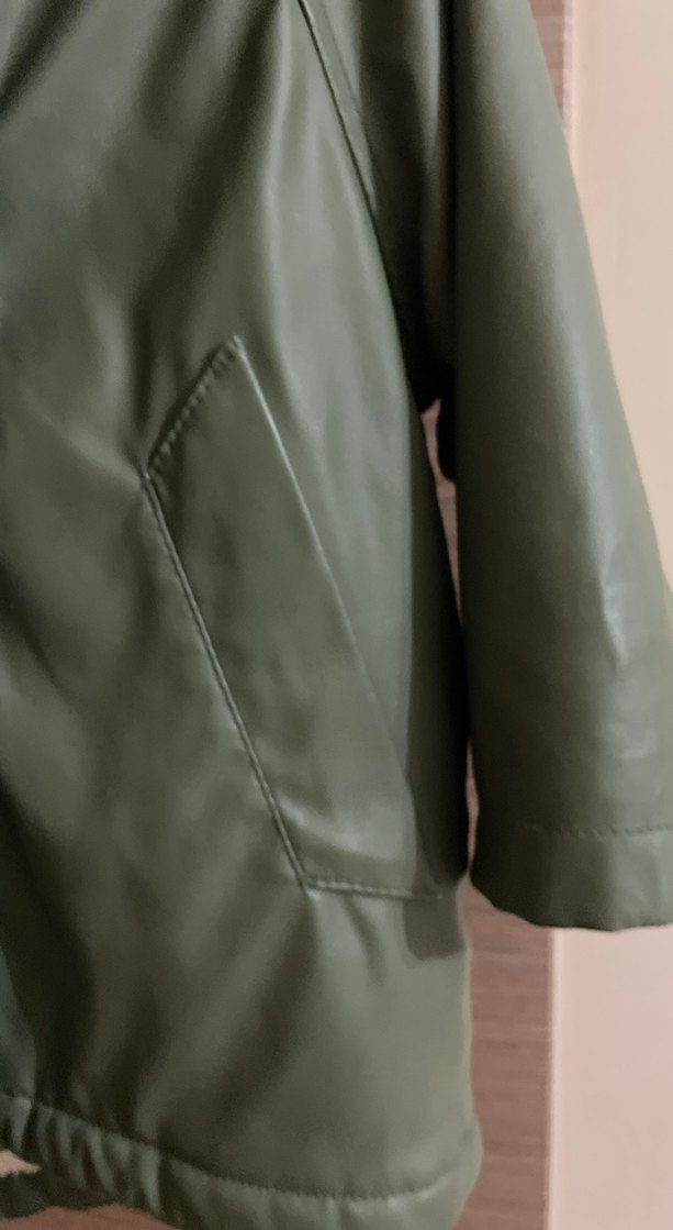 Erkek Çocuk Haki Deri Düğmeli Mont - Görsel 3