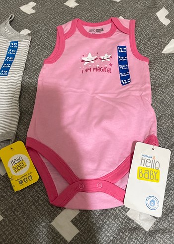 Pembe Baskılı Kolsuz Bebek Body