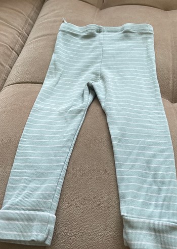 Çocuk yeşil Çizgili Pamuklu Tayt - Görsel 3