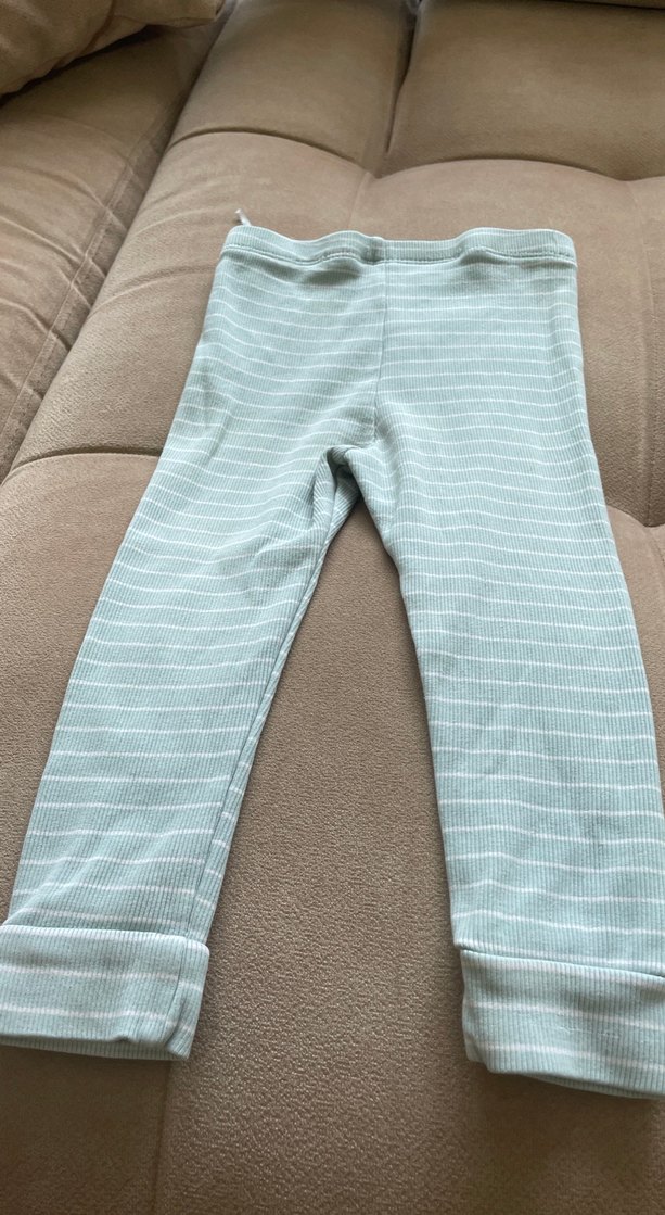 Çocuk yeşil Çizgili Pamuklu Tayt - Görsel 3