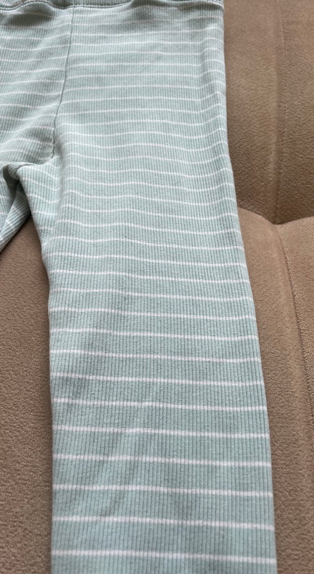 Çocuk yeşil Çizgili Pamuklu Tayt - Görsel 4