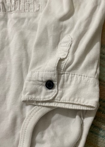 Pamuklu Beyaz Uzun Kollu Bebek Body - Görsel 2