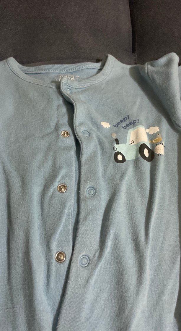 Purebaby Bebek için düğmeli beyaz hastane tulumu - Görsel 3