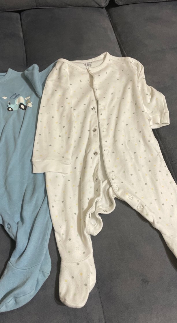 Purebaby Bebek için düğmeli beyaz hastane tulumu - Görsel 2