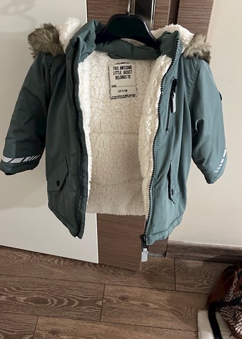 Haki Erkek Çocuk Kürklü Street Wear Mont