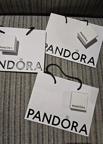 PANDORA 3 adet charm kutu karton poşet
