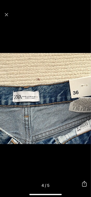 36 Beden mavi Renk Zara Pantolon