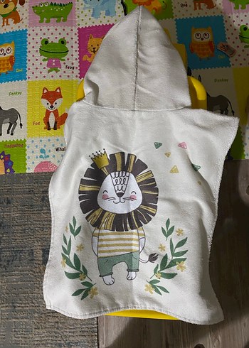 Kapüşonlu aslan Baskılı Erkek Çocuk Bornoz - Görsel 2