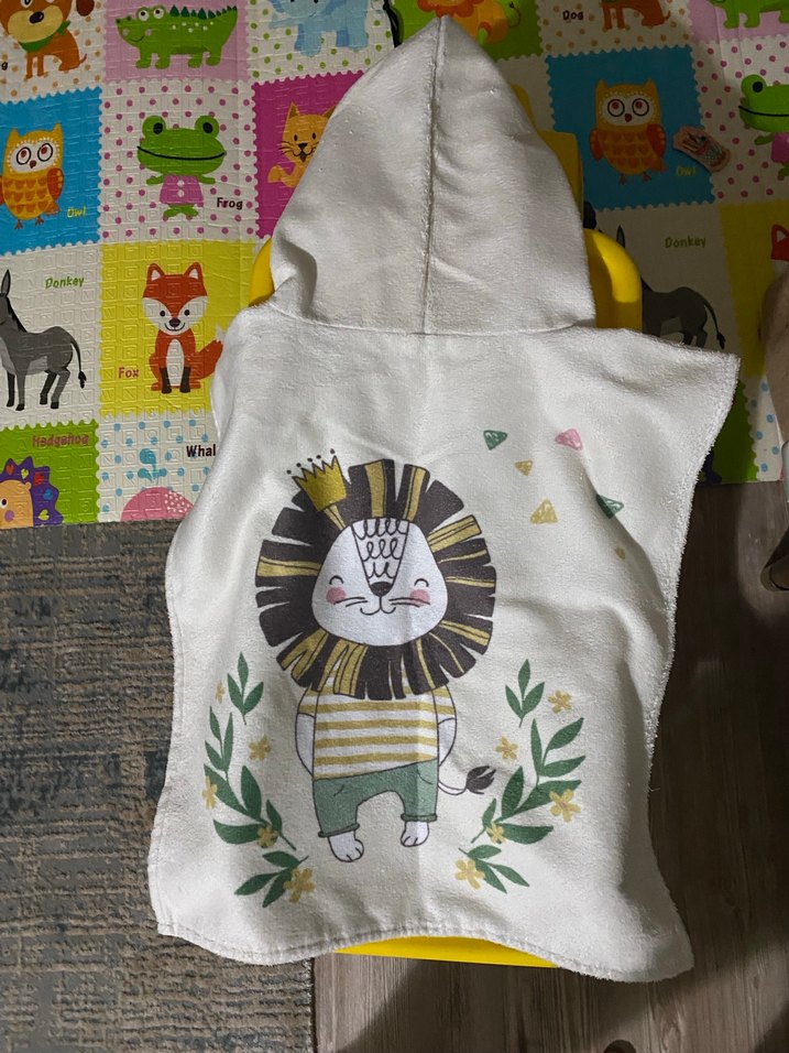 Kapüşonlu aslan Baskılı Erkek Çocuk Bornoz - Görsel 2