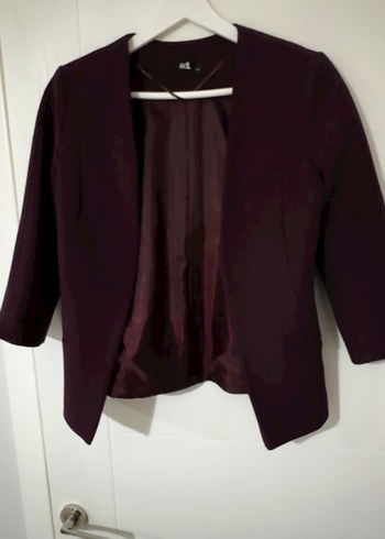 Düğmeli Mürdüm rengi Mini Kadın Blazer - Görsel 2