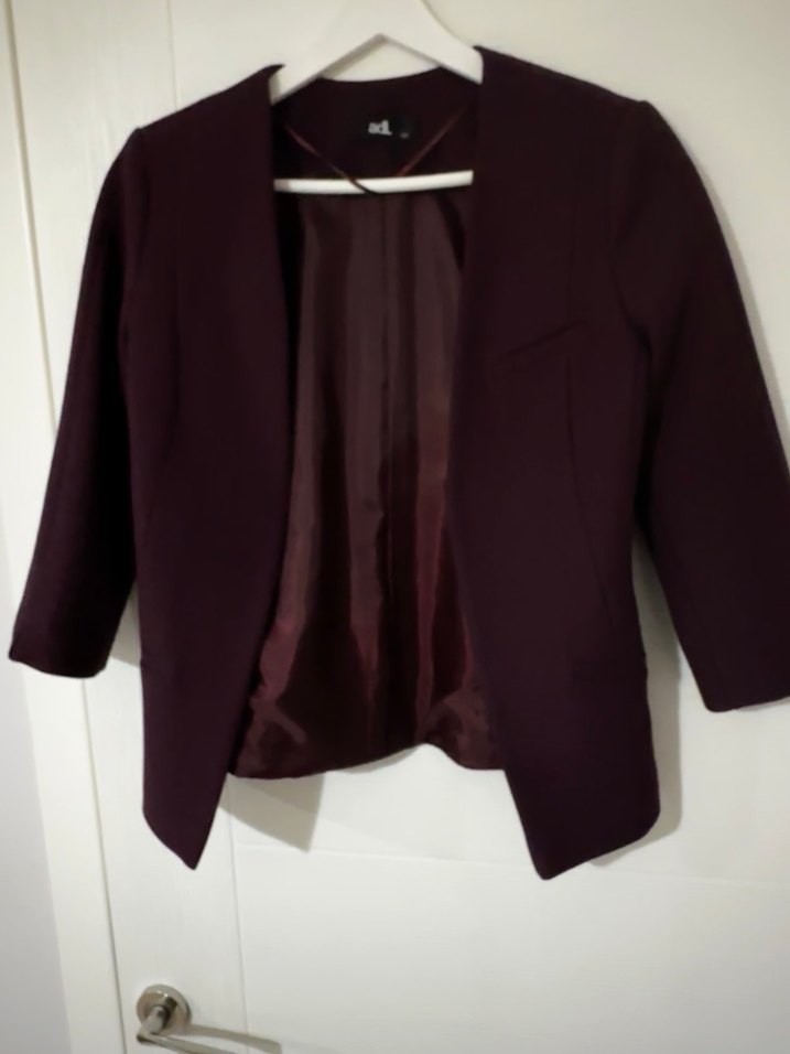 Düğmeli Mürdüm rengi Mini Kadın Blazer - Görsel 2