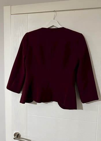 Bordo Kısa Kesim Kadın Blazer Ceket - Görsel 2