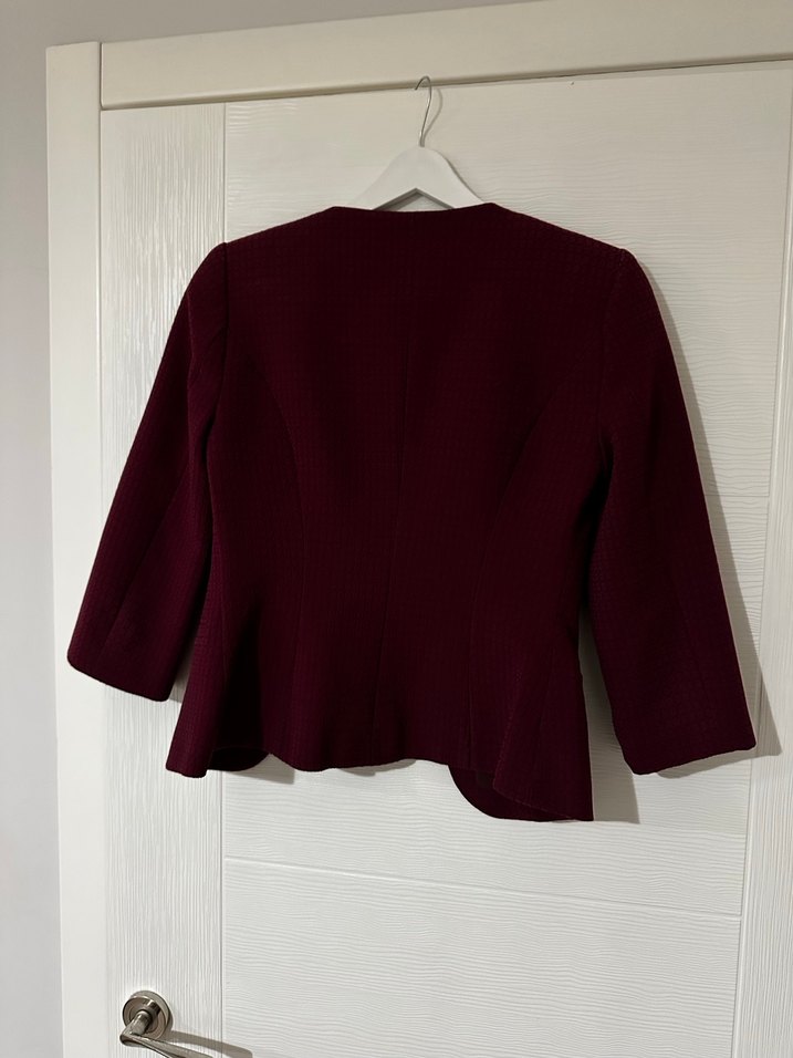 Bordo Kısa Kesim Kadın Blazer Ceket - Görsel 2