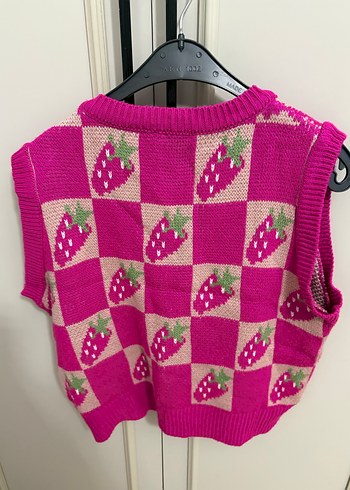 Trendy Pembe V Yaka Örgü Süveter - Görsel 3