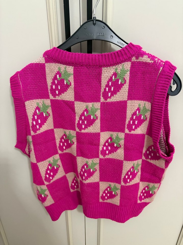 Trendy Pembe V Yaka Örgü Süveter - Görsel 3