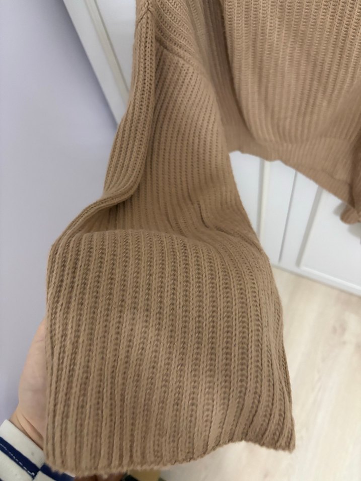 Bej Kadın Triko Kazak Uzun Kollu - Görsel 2