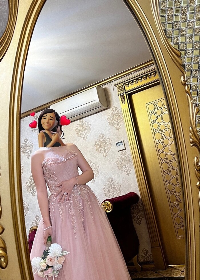 Straplez Pudra Elbise - Görsel 3