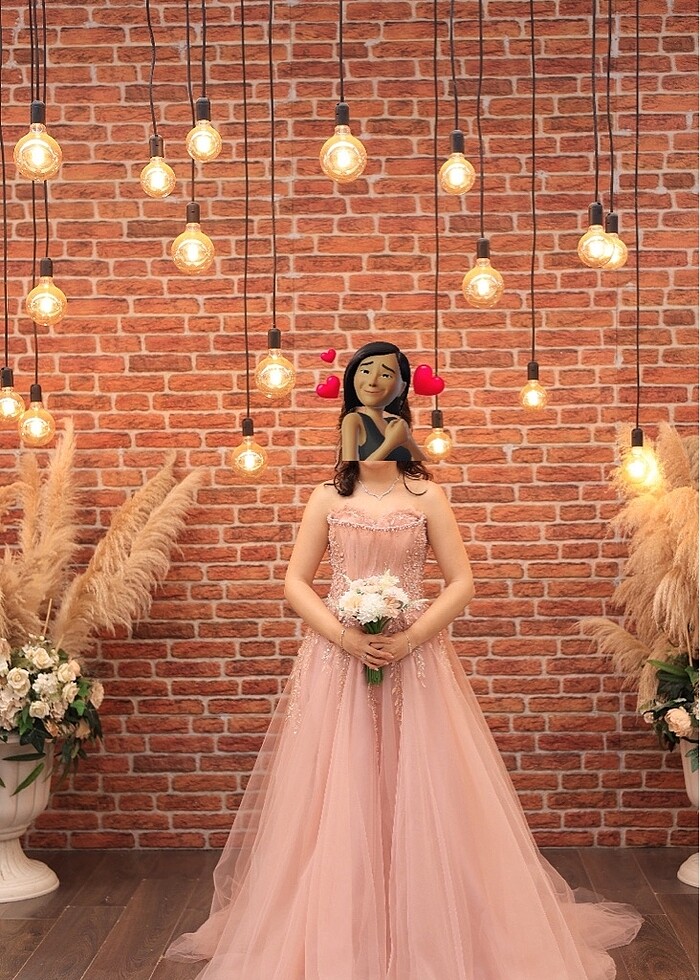 Straplez Pudra Elbise - Görsel 2