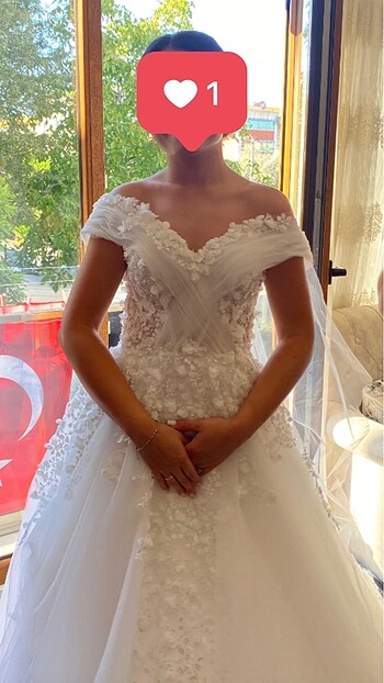 Kayık yaka gelinlik ( duvak ile birlikte ) kiralık fiyat - Görsel 6