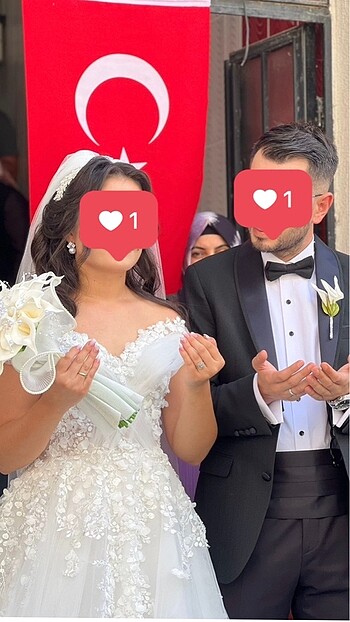 Kayık yaka gelinlik ( duvak ile birlikte ) kiralık fiyat - Görsel 2