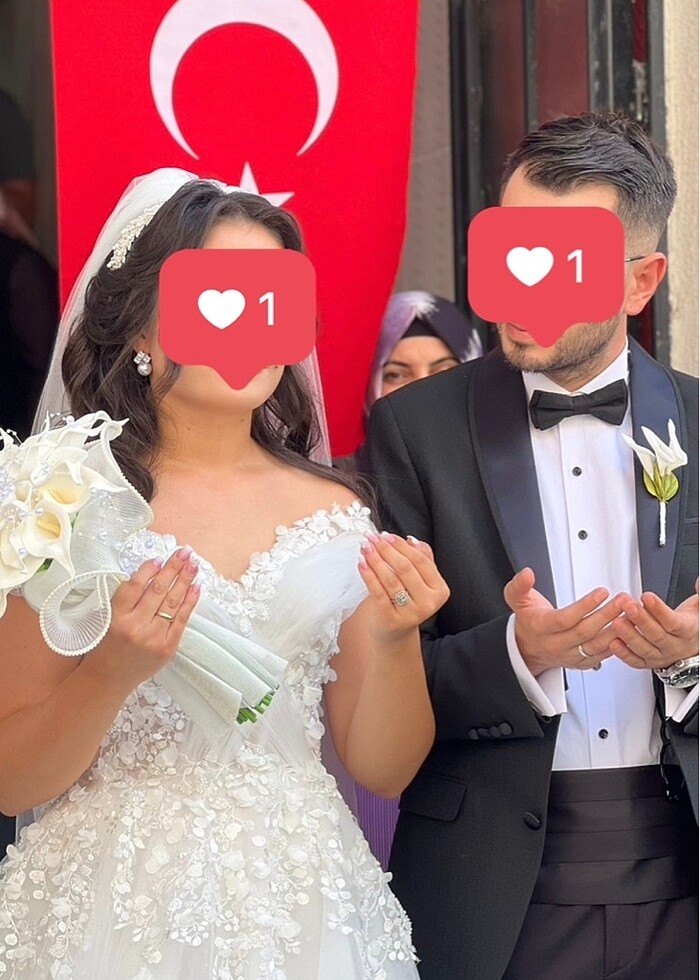 Kayık yaka gelinlik ( duvak ile birlikte ) kiralık fiyat - Görsel 2