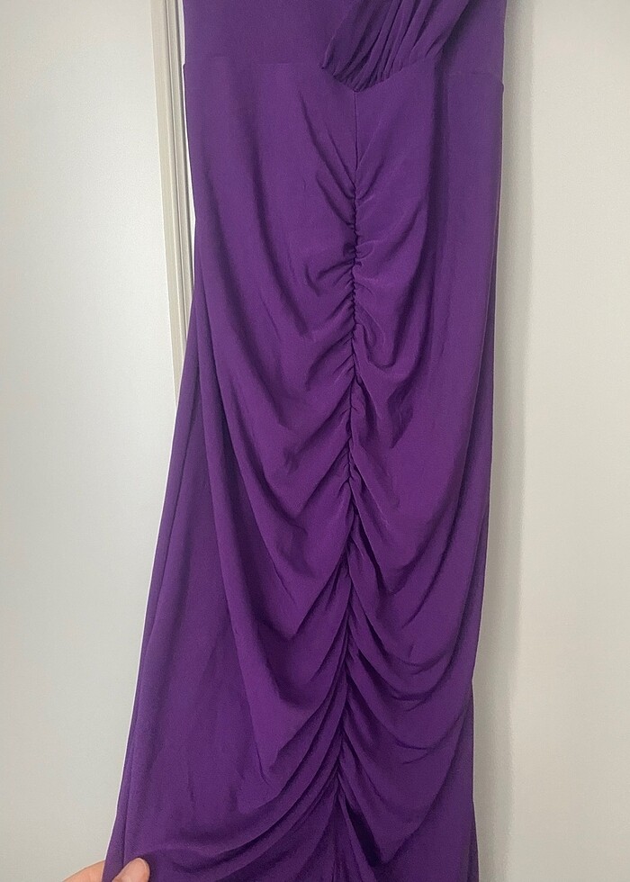 Drapeli mor elbise - Görsel 2