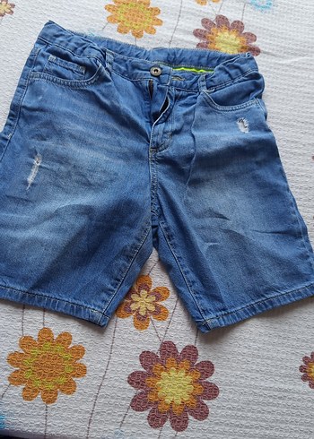 Erkek Renkli Mavi Bol Kesim Denim Şort