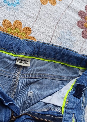11-12 Yaş Beden Erkek Renkli Mavi Bol Kesim Denim Şort